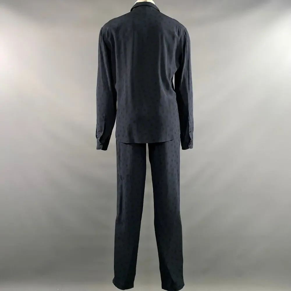 DOLCE & GABBANA Size S Navy Polka Dot Silk Pajama Set